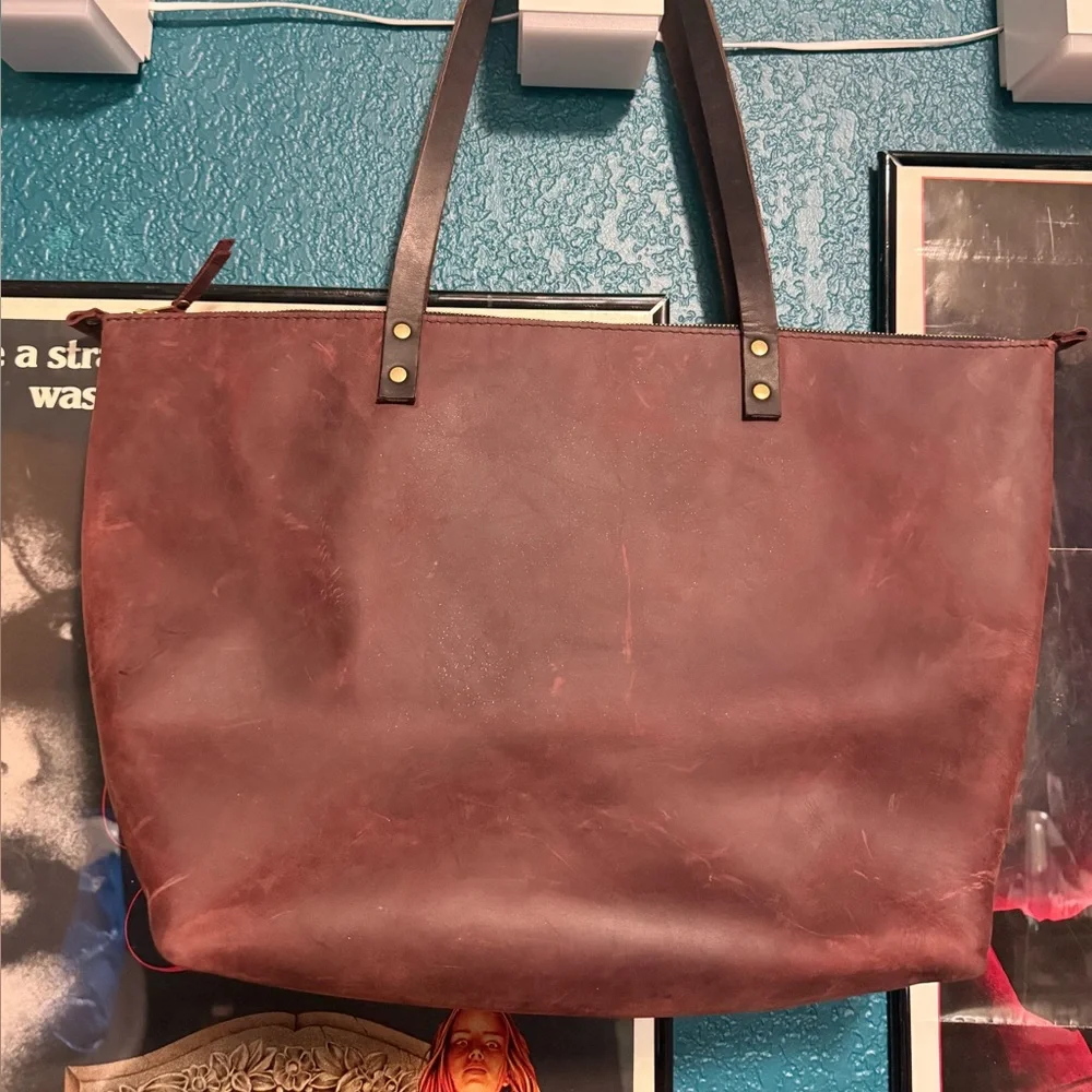 Portland Leather Goods large tote in Bordeaux - Picture 2 of 3